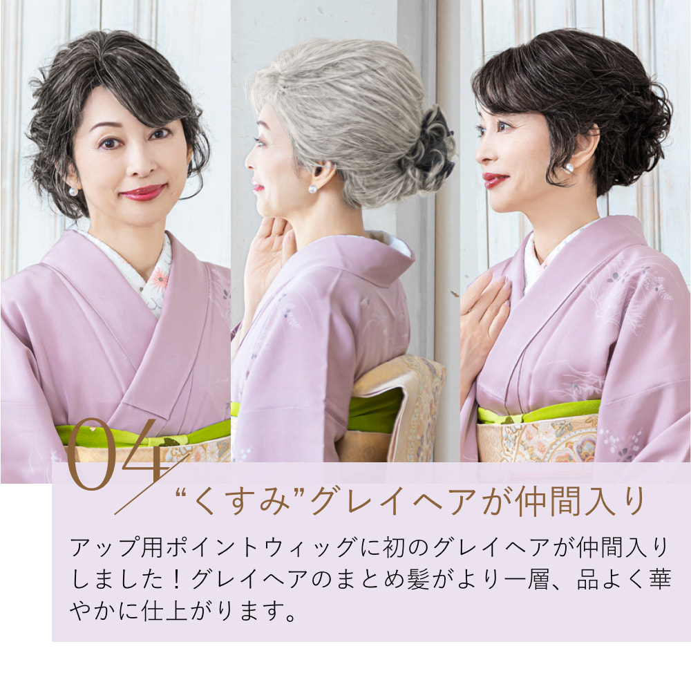 アップ用ポイントウィッグに初のグレイヘアが仲間入りしました！